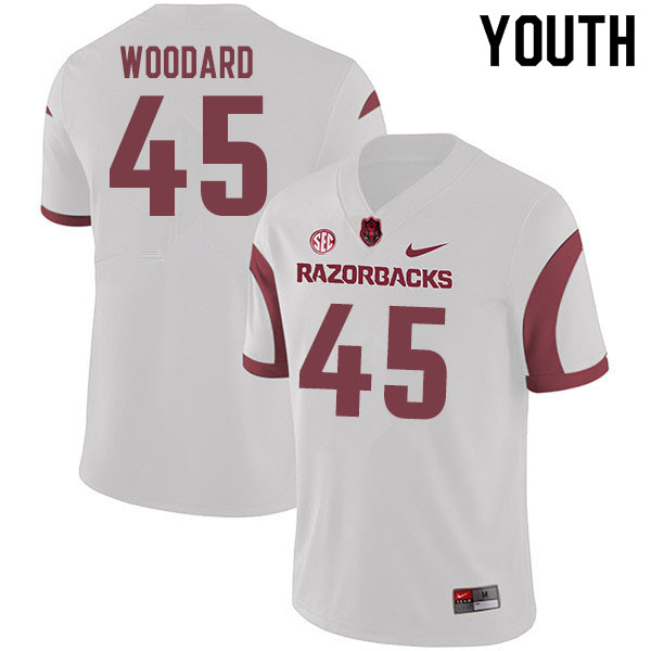 Youth #45 Jackson Woodard Arkansas Razorbacks College Football Jerseys Sale-White